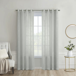 Habitat Boucle Light Grey Sheer Grommet Curtain Panel - 52 x 95