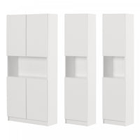 Liora Set Of Bookcase And 2 2-door Narrow Bookcases - Pure White