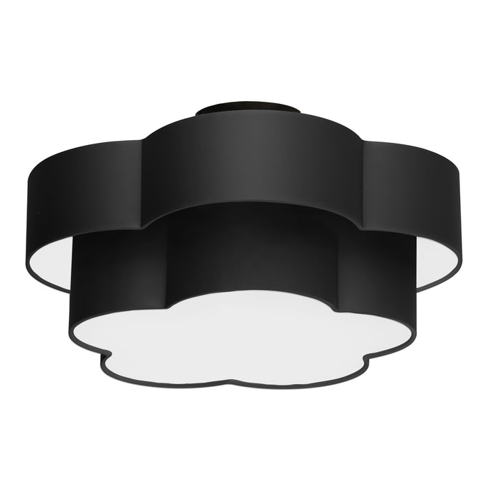 Dainolite Phlox 3 Light Flush Mount Large Matte Black Black/White Shade Lamp