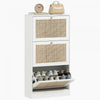 HOMCOM Rattan Shoe Storage Cabinet Organizer with 3 Flip Drawers