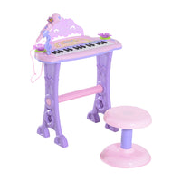 Qaba Kids Piano Electronic Keyboard Instrument With Microphone And Stool 32 Keys Musical Toy Organ E