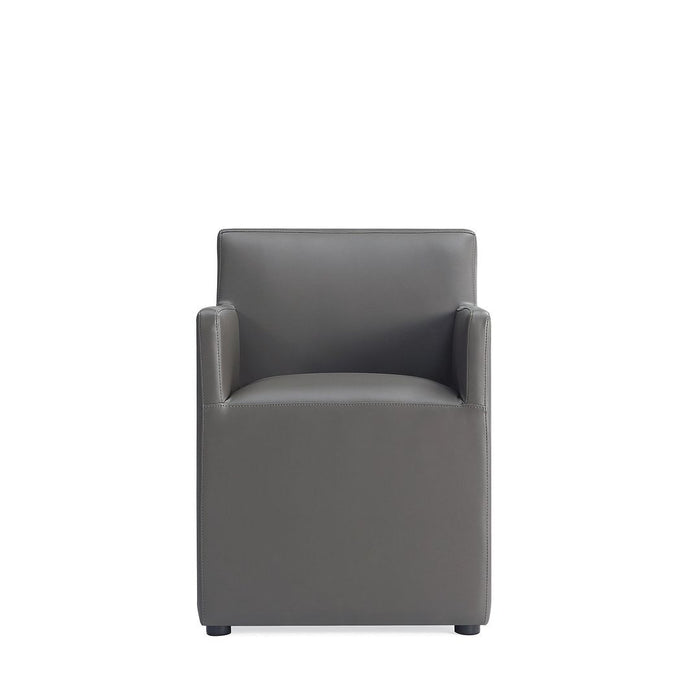 Manhattan Comfort Anna Modern Square Faux Leather Armless Dining Chair - Pewter