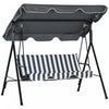 Outsunny 3-seat Patio Swing Chair With Adjustable Canopy Grey And White