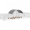 Pawhut Chicken Run, 23' X 6.6' Metal Chicken Coop With Waterproof And Anti-uv Cover, Dome Roof, Door, For 12-14 Chickens, Ducks, Rabbits, Sliver