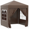Outsunny 6.6'x6.6' Pop Up Gazebo Canopy Tent With Sidewalls, Instant Sun Shelter, With Carry Bag, For Outdoor, Garden, Patio, Brown