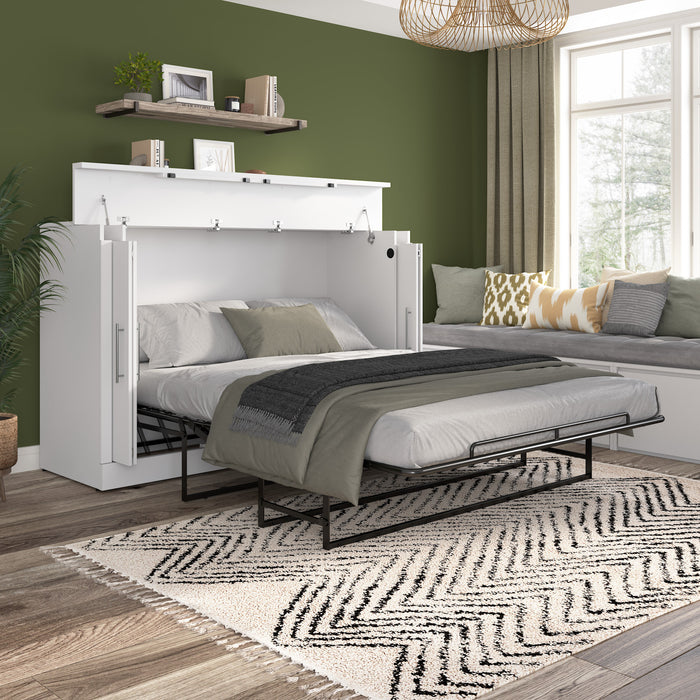 Bestar Pur 69 W Full Cabinet Bed with Mattress - White