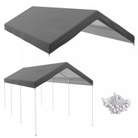 Outsunny 10 x 20 Carport Canopy Replacement Cover with Bungee Cords, Dark Grey