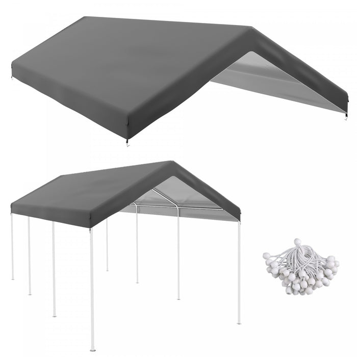Outsunny 10 x 20 Carport Canopy Replacement Cover with Bungee Cords, Dark Grey