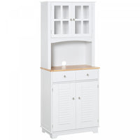 HOMCOM Coastal Kitchen Buffet and Hutch Wooden Cabinet Dining Room