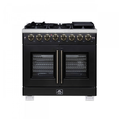 Forno Capriasca 36" French Door Dual Fuel Range, Black, 5.36 cu. ft. - FFSGS6387-36BLK | Cuisiniere a double combustible Capriasca de 36 po, noire, 5.36 pi³ – FFSGS6387-36BLK