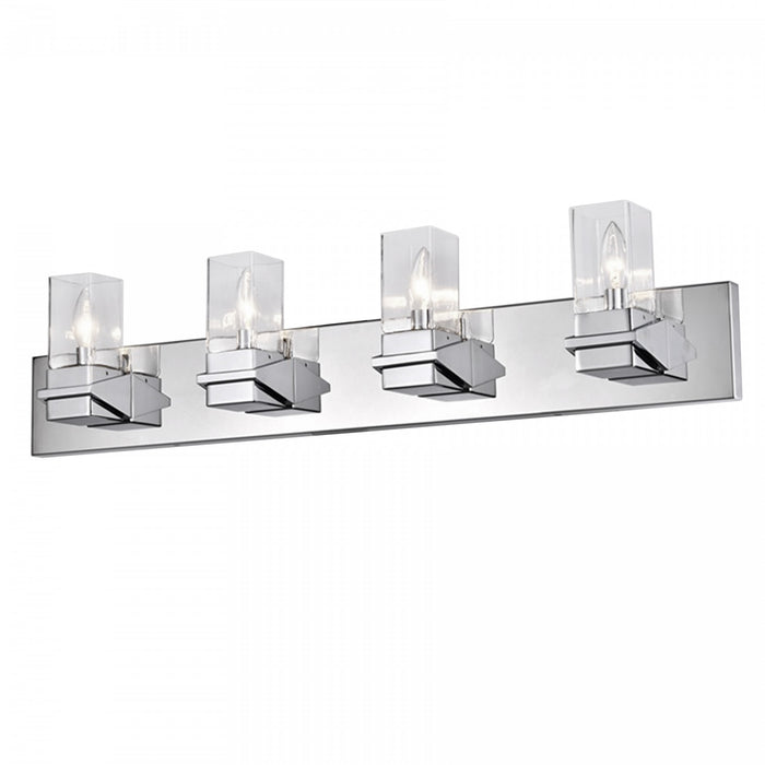 Dainolite Veronica 4 Light Vanity Light Polished Chrome Clear Glass Lamp