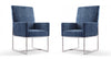 Element Modern Velvet Metal Dining Chair in Blue - Set of 2