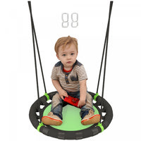 Qaba Saucer Tree Swing Set for Kids, 24 inch Round Flying Swing Seat with Adjustable Hanging Ropes, 154 lbs Weight Capacity Children Net Swing for Outdoor, Backyard, Green