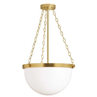 Dainolite Rhonda 1 Light Incandescent Pendant Aged Brass White Glass Lamp