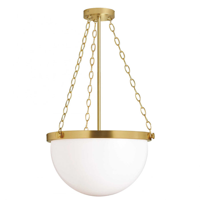 Dainolite Rhonda 1 Light Incandescent Pendant Aged Brass White Glass Lamp