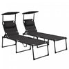 Outsunny 2-piece Folding Chaise Lounge, Reclining Tanning Chairs, Black