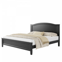 Benson Queen Size Solid Wood Platform Bed with Stylish Headboard, Black 