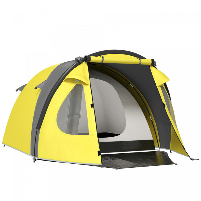 Outsunny 3-4 Person Camping Tent, Easy Set Up Dome Tent With Porch