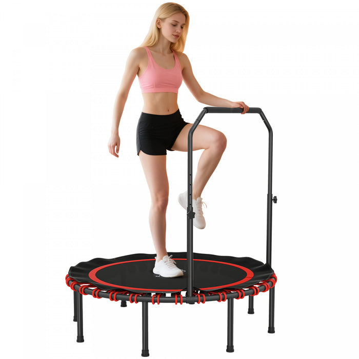 Soozier 48\" Foldable Rebounder Trampoline for Adult, Mini Trampoline Indoor with 5-Level Adjustable Handle, Quiet and Safe Bungee Rebounder