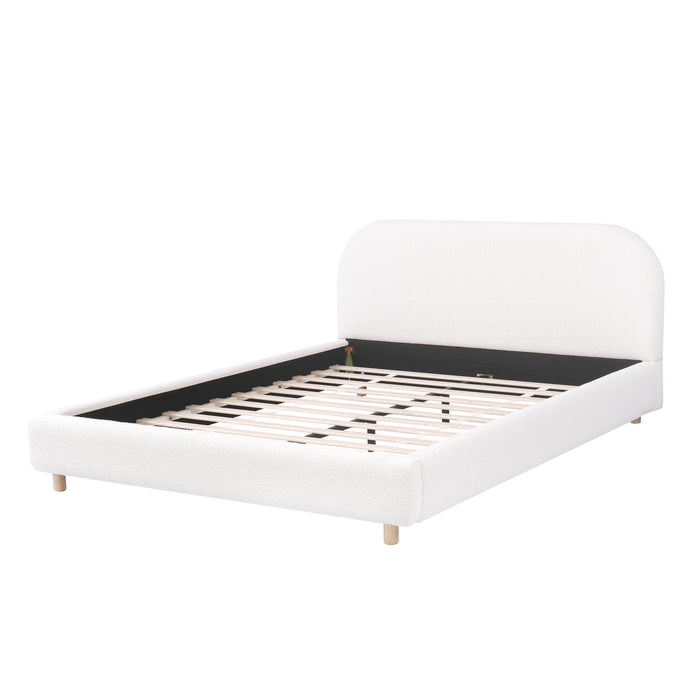 Mia Upholstered Bed with Loop-Pile Fabric,King Size - Light Beige