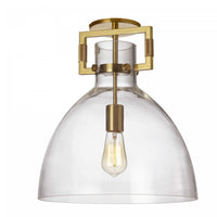 Dainolite Liberty 1 Light Semi-flush Mount Incandescent Aged Brass Clear Glass Lamp