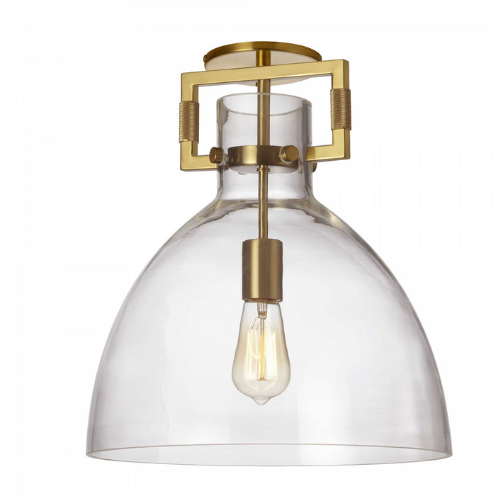 Dainolite Liberty 1 Light Semi-flush Mount Incandescent Aged Brass Clear Glass Lamp