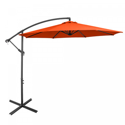 Costway 10 FT Patio Offset Umbrella w/8 Ribs Cross Base Tilt Orange