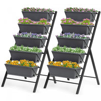 Costway Set Of 2 4 Ft Vertical Raised Garden Bed 5-tier Planter Box For Patio Balcony