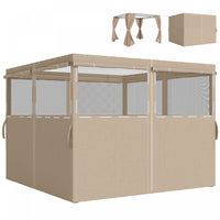 Outsunny 10' x 10' Universal Gazebo Curtains, 4 Panels, Khaki