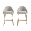 Gracie Modern Metal Upholstered Counter Stool in Stone Gray and Gold - Set of 2