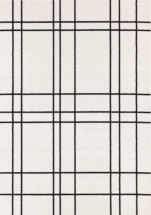 Covington Grey White Checkered Pattern Rug, 6'7\" x 9'10\" Indoor Area Rug