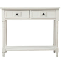Jeremy Solid Wood Traditional Console Table With Drawers And Shelf - Ivory White 