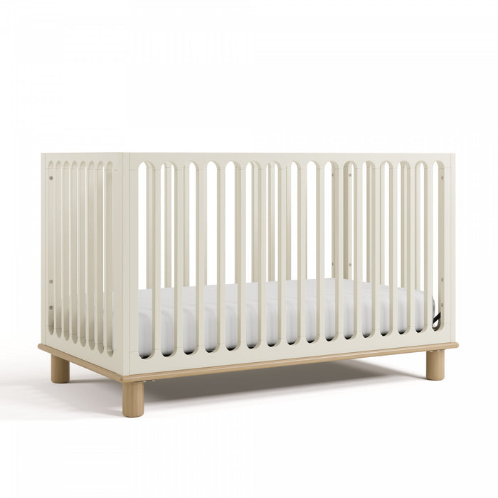 Storkcraft Sicily Deluxe 3-in-1 Convertible Crib with Bonus Toddler Guardrail - Frosted Oat/Driftwood