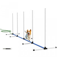 PawHut 2PCs Dog Agility Equipment Set, Dog Agility Kit with Weave Poles, Spray Water Tube, Whistle, Carry Bag, for Outdoor, Backyard, Garden, White