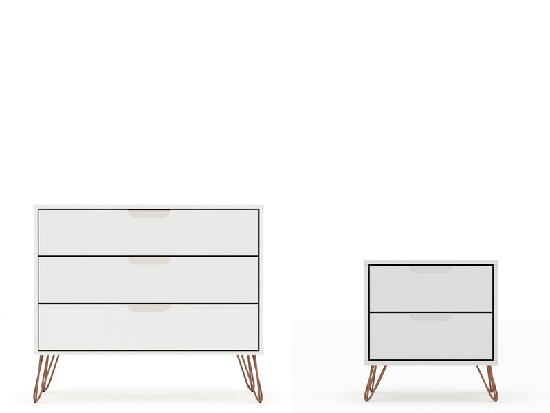 Rockefeller Mid-Century Modern 2-Piece Dresser Set in White