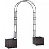 Outsunny 8ft Garden Arch With Two Planters Outdoor Steel Trellis Arbor For Climbing Plants, Weddings, Party, Brown, Black