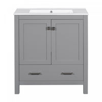 Harper 30 Inch Bathroom Vanity with Ceramic Sink and Smart Storage Cabinet, Grey 