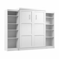 Bestar Pur Queen Murphy Bed and Two Shelving Units 115-Inch Wall Bed