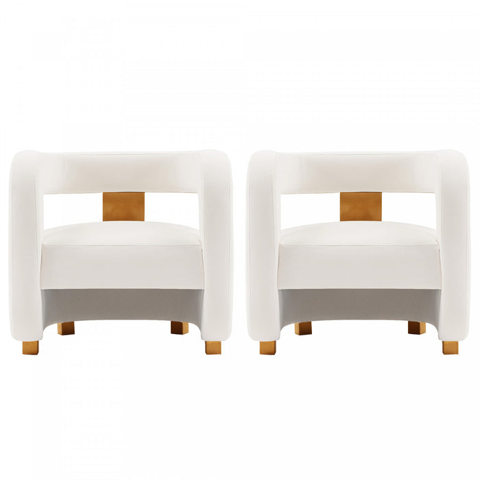 Amirah Modern Velvet Lounge Chair in White - Set of 2