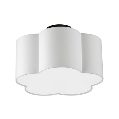 Dainolite Phlox 3 Light Flush Mount Small Matte Black White Shade Lamp|Petit plafonnier affleuré Phlox de Dainolite avec abat-jour blanc, fini noir mat et 3 ampoules