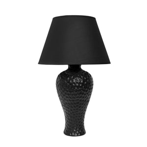 Simple Designs Textured Stucco Curvy Ceramic Table Lamp - Black