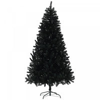 HOMCOM 7.5ft Artificial Christmas Tree with Auto Open, Steel Base, Black