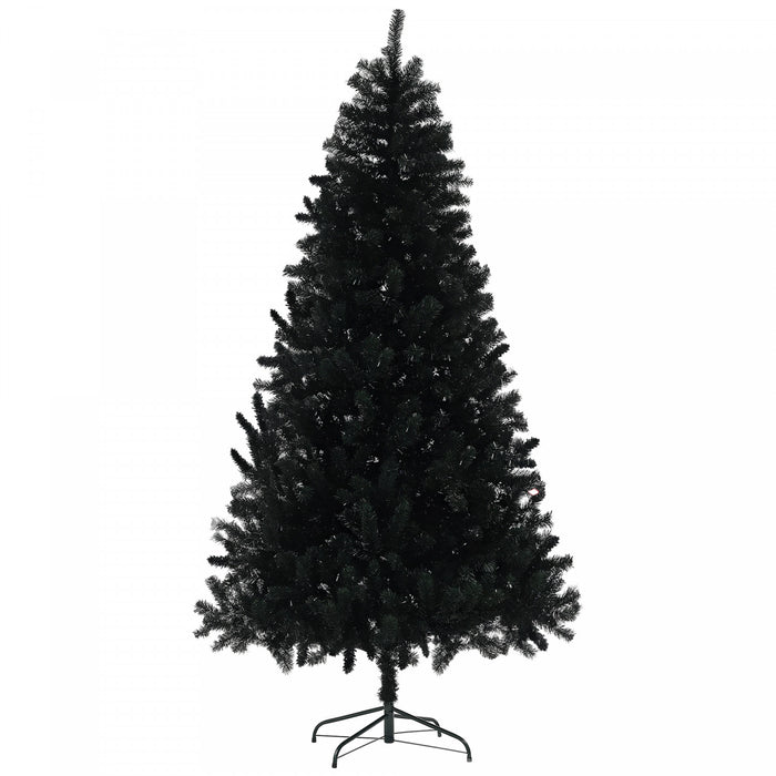 HOMCOM 7.5ft Artificial Christmas Tree with Auto Open, Steel Base, Black