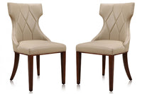 Manhattan Comfort Set of 2 Reine Faux Leather Dining Chairs - Cream & Walnut