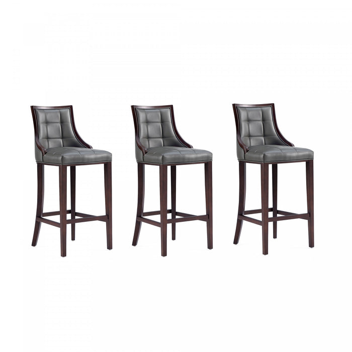 Fifth Avenue Traditional Wood Upholstered Barstool in Graphite - Set of 3