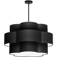 Dainolite Phlox 4 Light Chandelier Matte Black Black/White Shade Lamp