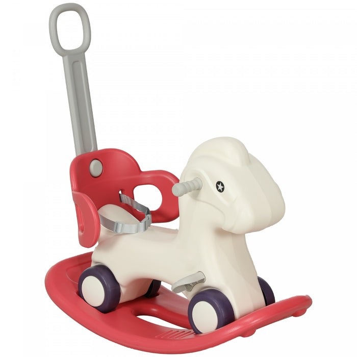 Qaba Rocking Horse, 4 In 1 Baby Ride On Horse, Push Car, Sliding Car With Detachable Balance Board & Push Handle, For 2-5 Years, Red