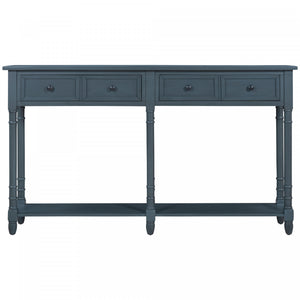 Phyllis Solid Wood Console Table With Drawers And Bottom Shelf - Antique Navy