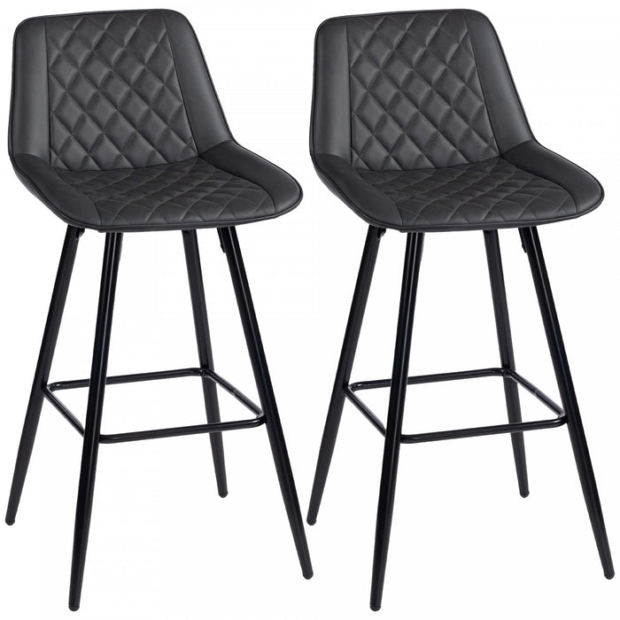 HOMCOM Bar Stools Set of 2, Counter Height, 27.25\" Kitchen Stools, Black
