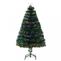 Homcom 4ft Artificial Pre-lit Fiber Optic Christmas Tree With 130 Branches And Led Lights